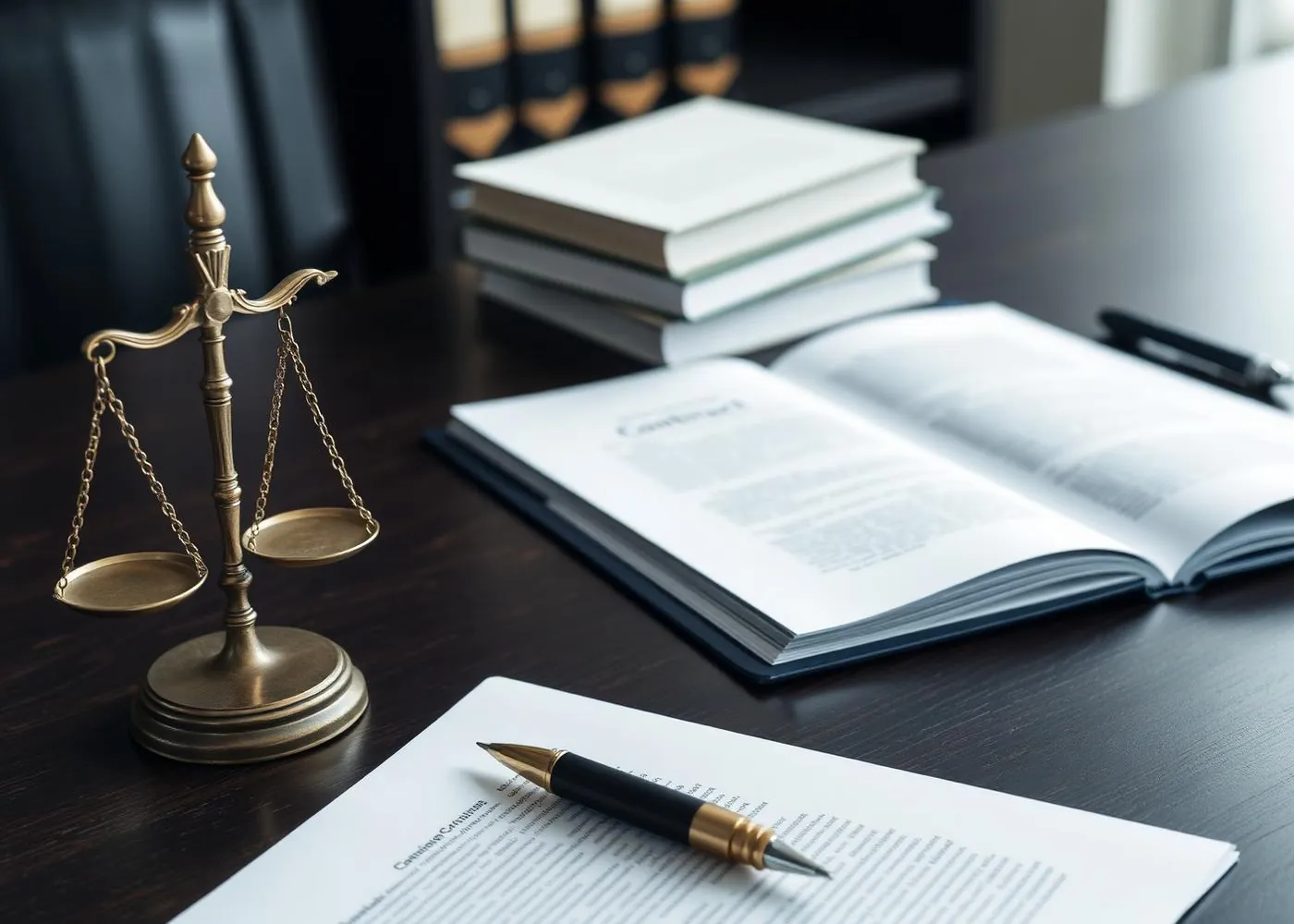 Legal documentation and compliance materials on a professional desk